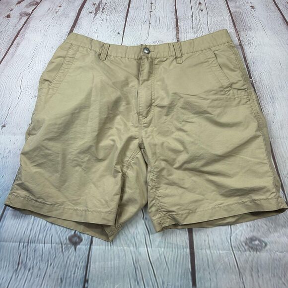 Mountain Khakis Shorts Mens 36 Khaki Relaxed Fit 8 Inseam Chino Zip Fly Outdoor - Picture 1 of 12